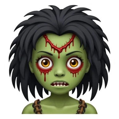Faça uma menina de cabelo liso preto com franja zumbi cabelo longo 🧟‍♀️ faça ela assim sticker