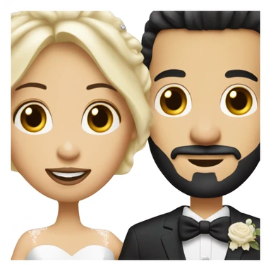 wedding couple groom has goatee and black hair. bride has blonde hair big bust  sticker