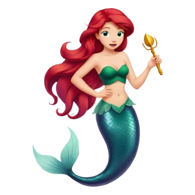 Disney Ariel mermaid singing, red hair flowing, green tail sticker