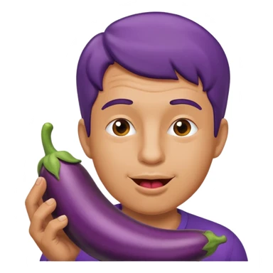 A man licking a eggplant sticker