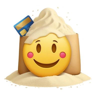 Smiley emoji yellow with creditcard and pile of flour infront sticker