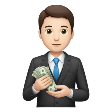 CEO with money in his hands donating to hospital sticker