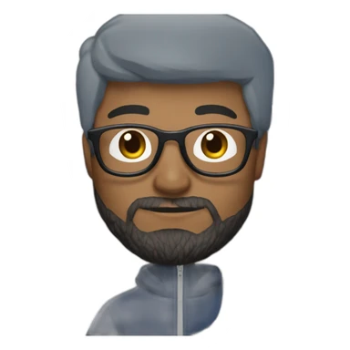 Brown hair white man with a beard and round glasses typing on apple computer wearing a dark blue nike hoodie sticker