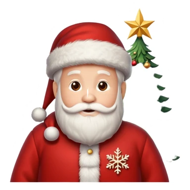 Santa Claus and a Christmas Tree with Snowflakes sticker