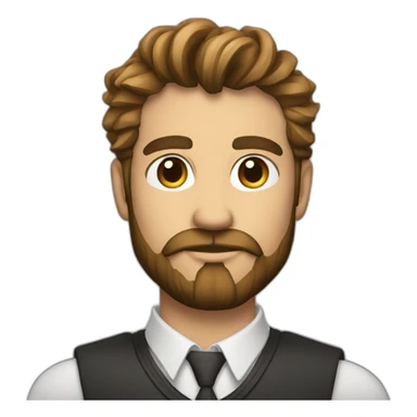 Elegant man, with a good necklace and watch holding his chin with the hand of his watch in an imposing manner. He has good hair and styling and a structured beard. sticker