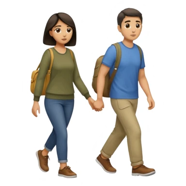 
Iranians fleeing war, full length, in profile, man and woman sticker