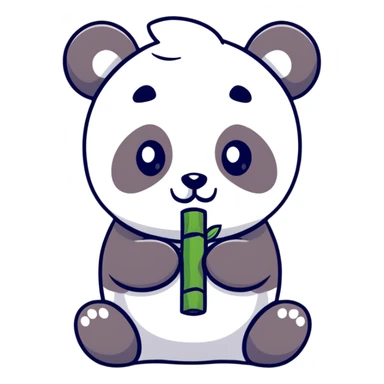 Adorable panda eating bamboo sticker