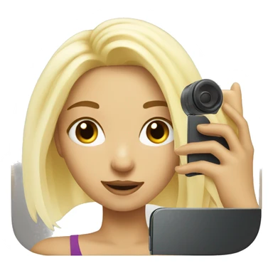 blonde girl taking a selfie sticker