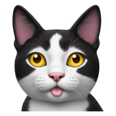 Black and white cat with a pink nose and yellow eyes sticker