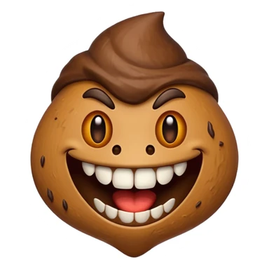 killer poop emoji with sharp teeth sticker