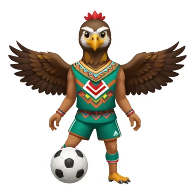 aguila mexicana con vestimenta azteca que juega futbol sticker