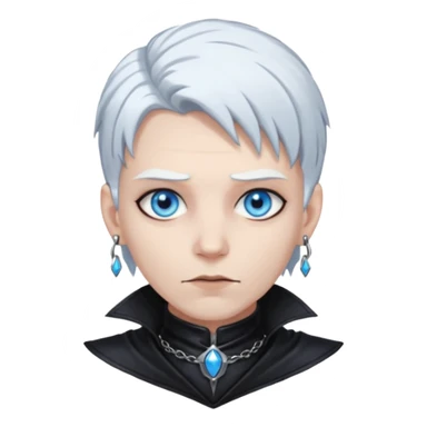 necromancer with black leather outfit white hair sticker