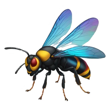 German black red yellow Wasp blue iridescent wings sticker
