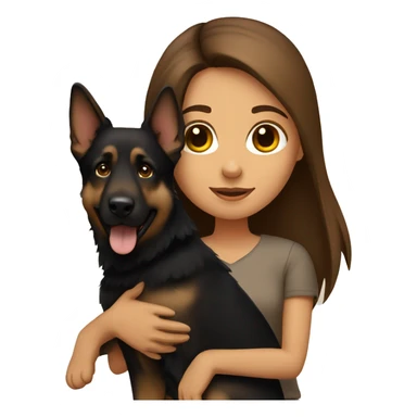 Brown hair girl holding German shepherd dog sticker