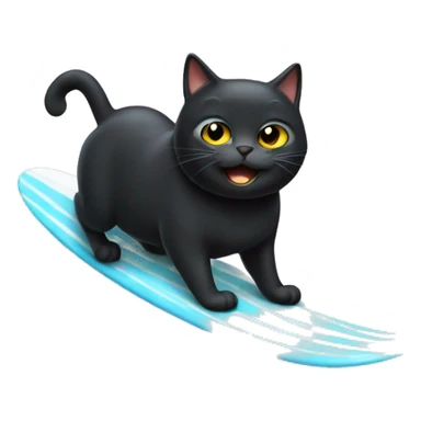 fat black cat surfing sticker