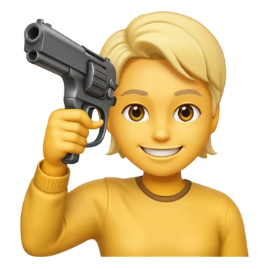emoji pointing gun to head while smiling  sticker