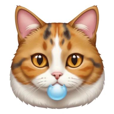 torbie and white cat with small head, hazel eyes, and short but chubby body sticker