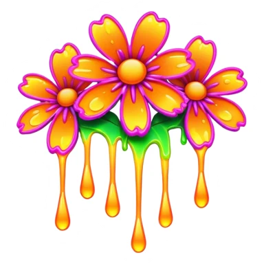  melting neon flowers  sticker