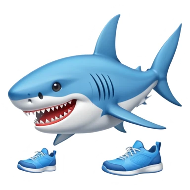 Un tiburón con zapatos tenis azules sticker