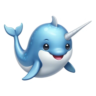 Cinematic Comical Cute Narwhal Portrait Emoji, Head tilted dramatically with an exaggeratedly amused expression, featuring a uniquely curved tusk, a sleek body with wide, comically expressive eyes brimming with playful disbelief, Simplified yet hilariously expressive features, highly detailed, glowing with a slightly sassy oceanic glow, high shine, dramatic yet playful, stylized with an air of cheeky marine mischief, soft glowing outline, capturing the essence of a meme-worthy cute narwhal that looks ready to side-eye its way into viral fame! sticker