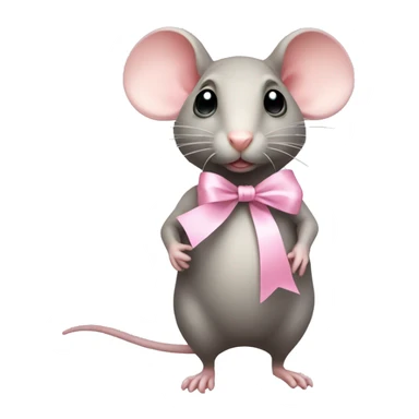 full body fat rat with light pink ribbon bow sticker