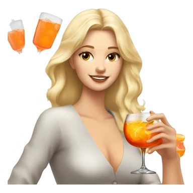 A white blonde girl with a glass of aperol spritz in her hand  sticker