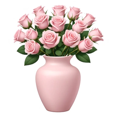 Light pink ceramic vase with a dozen soft roses sticker