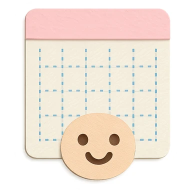soft pastel gentle habit tracker grid with delicate dotted lines with a smiling face sticker