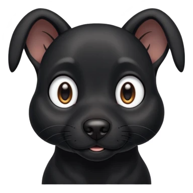 Shadow is a black dog with big upright ears and bright, expressive eyes. He has a sleek, dark coat and a calm but alert look. His face is gentle and intelligent, with a slightly curious expression. Shadow looks loyal, attentive, and a little playful, giving off both a protective and affectionate  sticker