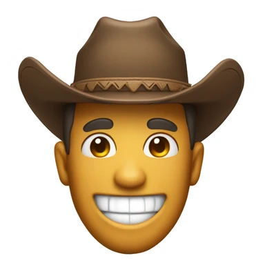 classic laughing face mixed with cowboy hat sticker