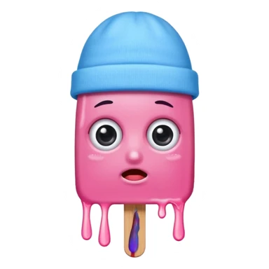 pink popsicle with eyes and beanie sticker