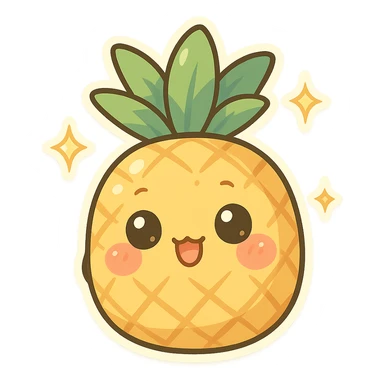Sparkling Q-version sticker pineapple, cute and exaggerated sticker