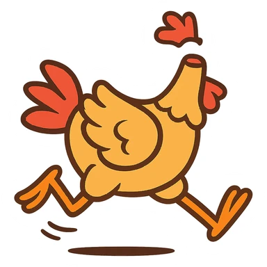 headless chicken running, cartoon style, energetic sticker