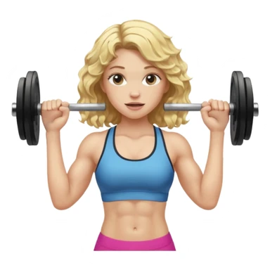pale gym girl with blonde wavy hair lifting weights sticker