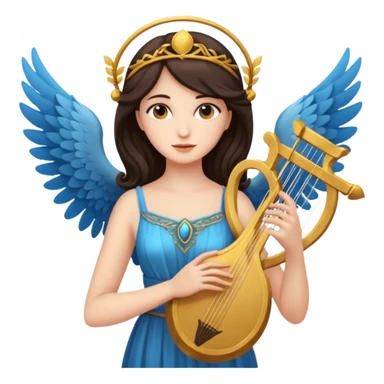Muse of inspiration with wings and a lyre in her hand sticker