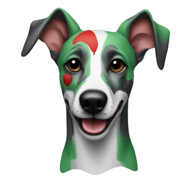 Green gray black red dog clown facepaint tattoos lurcher sticker