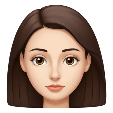 a brunette with thin nose almost sharp jaw line perfect eye brows  sticker