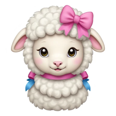 little white lamb with pink bow sticker