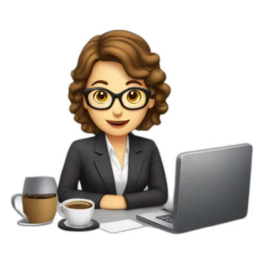 Secretaria computador e tomando cafe sticker