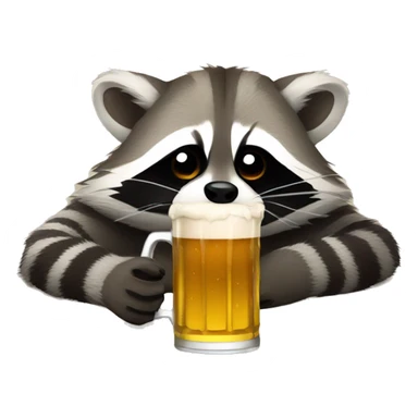 drunk raccoon lying on his back drinking beer sticker