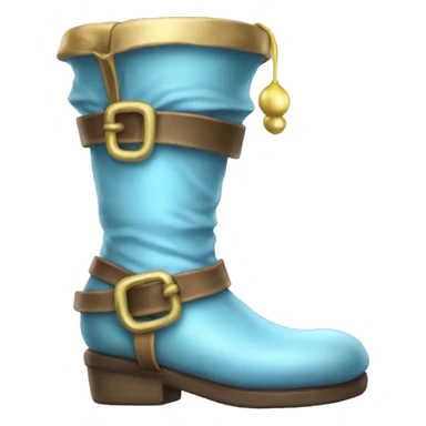 Realistic isolated light blue elf boots with bells. sticker