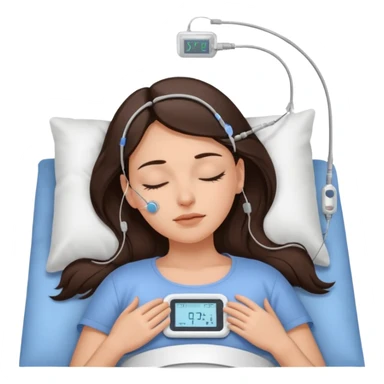 brunette woman sleeping polysomnography sleep test with electrodes attached to head sticker