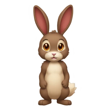 Anthro, Fur-Sona, Dark-Brown, Normal-type-Ground-type Tan-Rabbit-Fakémon with Dark-Red eyes, beige ears, beige belly, beige paws, beige feet, beige freckles, full body sticker