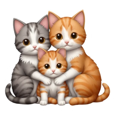 6 tiny kittens cuddling together all different colours, the first one is grey and white, the second is ginger and white and the third is brown tabby and white sticker