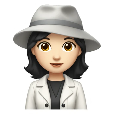 small size pale skin girl graduate student with middle length black hair,wearing graduate black cap, gray eyes, White classical jacket, blouse, Gray skirt holding a Macbook in the hands sticker