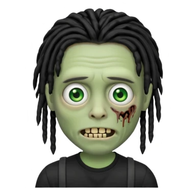 memoji iphone zombie with black dreads black tee and braces sticker
