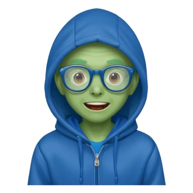 excited alien wearing hoodie and glasses sticker