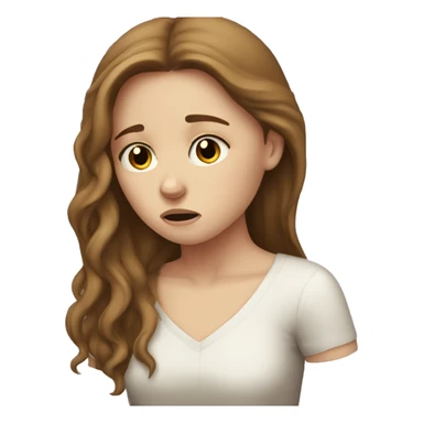 sad white girl with long brown hair crying sticker