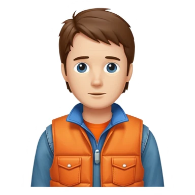 Marty McFly with orange vest and jeans sticker