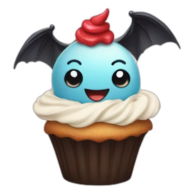 Happy cupcake with bats sticker